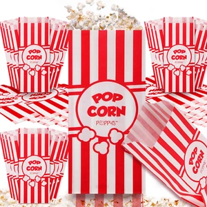 Paper Popcorn Bags Striped Concession Grade Party Movie Night 1 oz 200 Count - Picture 1 of 8