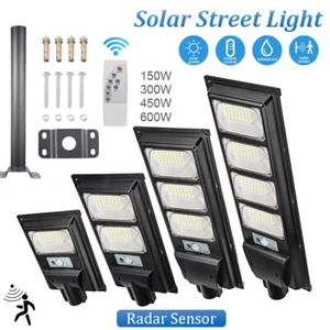 Commercial Outdoor Dusk to Dawn Solar Street Light IP65 Floodlight 150-600W Yard - Picture 1 of 20