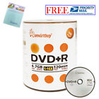 100 Smartbuy 16X DVD + R 4,7 GB Logo Top Leere Schallplatte Disc + KOSTENLOSES Microfasertuch