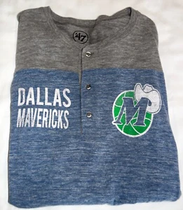 Dallas Mavericks NBA ‘47 Brand Raglan Henley 3/4 Sleeve Shirt Mens Large - Picture 1 of 5