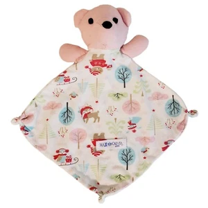 Max & Olivia Mini Lovey Baby Security Blanket Toy Pink Bear Winter Scene Print  - Picture 1 of 3