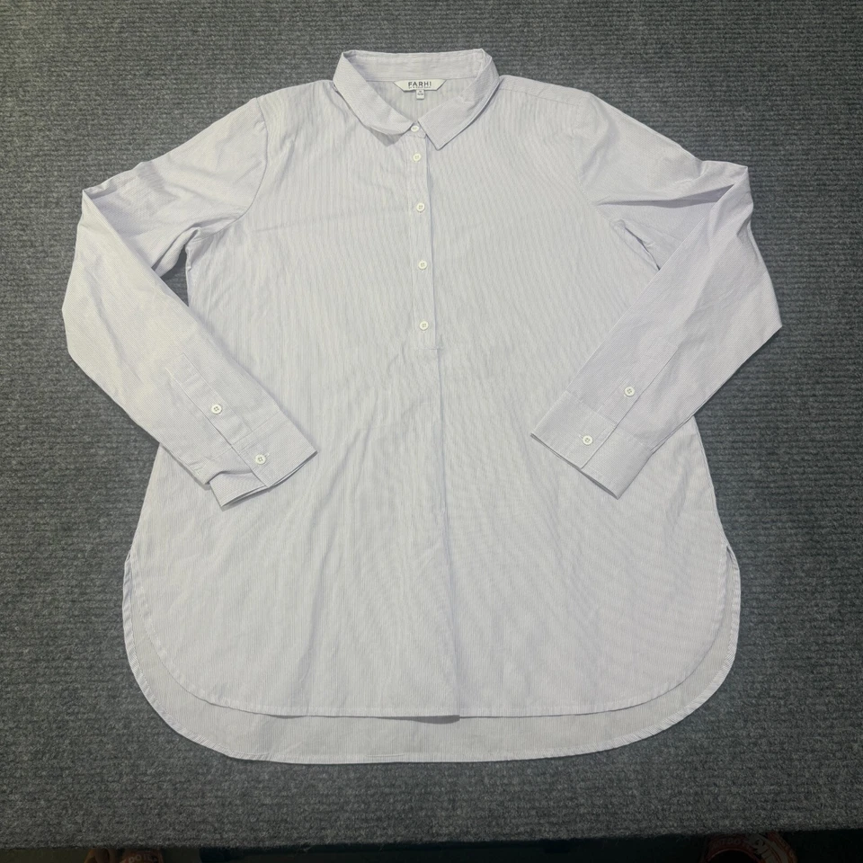 Nicole Farhi рубашка женщин средний верхний фиолетовый длинным рукавом кнопка туника 12/38 - Изображение 1 из 4