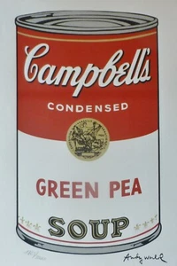 ANDY WARHOL CAMPBELL'S SOUP I GREEN PEA SIGNED HAND NUMBERED  LITHOGRAPH - Picture 1 of 4