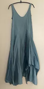 Cotelac Artsy drapiertes Midi-Kleid verpuckt grau blau asymmetrisch ärmellos Gr. 2 - Bild 1 von 8