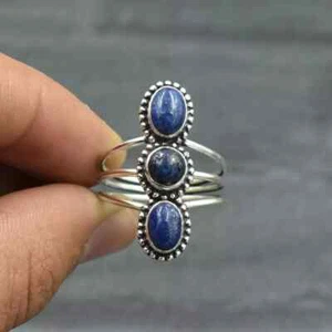Lapis Lazuli Ring 925 Sterling Silver Handmade Statement Boho Ring All Size R160 - Picture 1 of 5