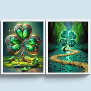 Full Embroidery Eco-cotton Thread 11CT Print Four Leaf CloverCross Stitch40x50cm - Picture 1 of 18