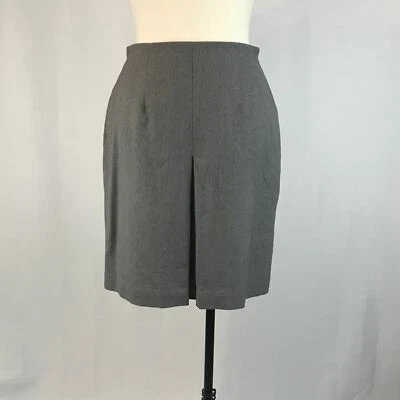 Falda recta de lana gris elástica Valerie Stevens talla 6 con pliegue frontal Foto 1 de 4