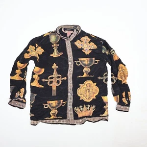 VINTAGE MENS TIMNEY FOWLER MEDIEVAL MULTICOLOR SILK SHIRT SIZE LARGE - Picture 1 of 12