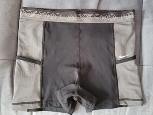 Nike Pro Dri Fit Short Leggings Black Grey Shorts Activewear Gym Size L 12 14 - Picture 1 of 12