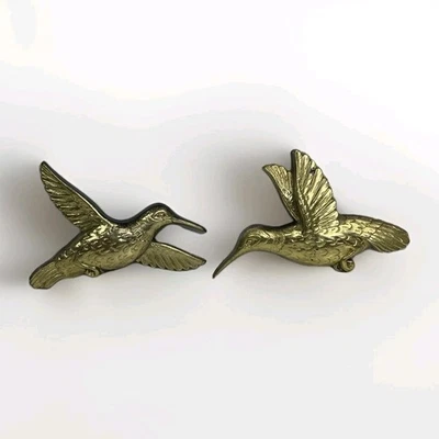 Set of 2 Homco Hummingbirds Wall Art Decor Gold Plastic 7669 USA Vintage - Image 1 of 4