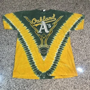 Vintage Liquid Blue Tie Dye Oakland As T Shirt Large - Picture 1 of 11