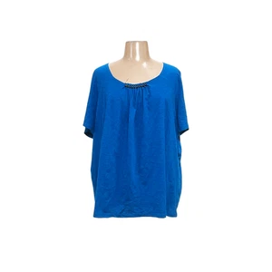 Catherines Blue Cotton Blouse - Size 2X - Picture 1 of 4