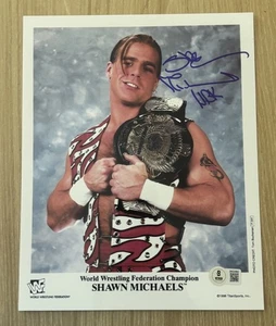 FOTO FIRMADA POR SHAWN MICHAELS WWF 8X10 BECKETT BAS - Imagen 1 de 2
