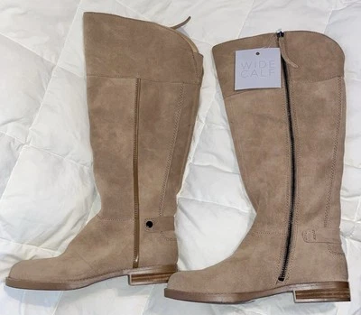 Franco Sarto Caydee Wide Shaft Calf Suede Leather Tall Riding Boots Tan Size 6M - image 1 of 4