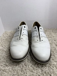 FootJoy DryJoys Premiere Golf Shoes Men 10.5 White Leather Spiked 53908 - Picture 1 of 8