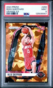 Reed Sheppard 2024-25 Panini Orange Ice Prizm (RC) Basket #268 PSA 9! - Foto 1 di 2