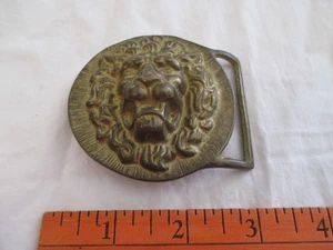 Solid Belt Buckle for Men "LION" Brass Buckle Vintage Lion Head Buckle. Embosse - Picture 1 of 9