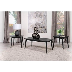 Radley 47.25 in. Black 3-piece Rectangle Wood Coffee Tables with End Table - Picture 1 of 9