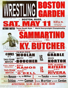 Pro Wrestling Poster Bruno Sammartino Eduardo Carpentier KY Vintage 13 x 19 - Picture 1 of 1