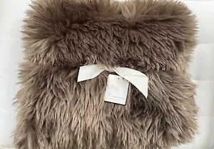 Pottery Barn LUXE FAUX FUR Throw Blanket ~Mushroom~ 50" x 60" Luxurious NWT - Picture 1 of 5