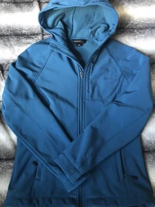KIRKLAND SIGNATURE Soft Shell Hooded Jacket Teal Turquoise coat womens S Small - Picture 1 of 8