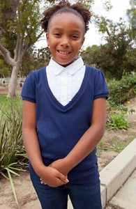 GIRL SCHOOL UNIFORM KNIT BLOUSE TWOFER XS-S-M-L-XL Toppy-T Girls - Picture 1 of 16