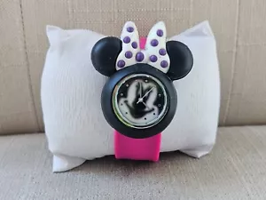 Disney Women Wristwatch Minnie Mouse Face Pink Slap Band Girl Analog Wrist Watch - Picture 1 of 11