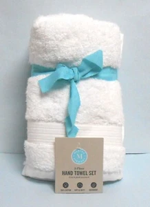 Martha Stewart Set of 2 White Thick Hand Towels 16" x 30" - Picture 1 of 2