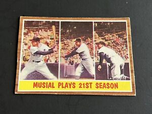 1962 Topps Baseball #317 Stan Musial Plays 21st Season EX/EX+ HOF Cardinals