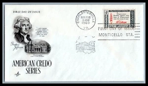 US FDC # 1141 4c Credo, Jefferson Artcraft 1960, 9k330 - Picture 1 of 1