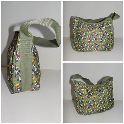 Cartera Mickey Mouse vintage auténtica de Disney verde oliva de lona de nailon de grano grueso Foto 1 de 4