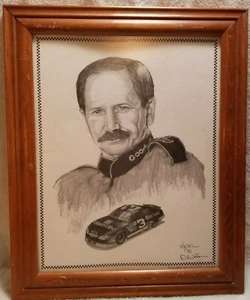 Dale Earnhardt Official Art Dale Adkins Sketch Drawing Print framed 13 x 16 - Picture 1 of 6