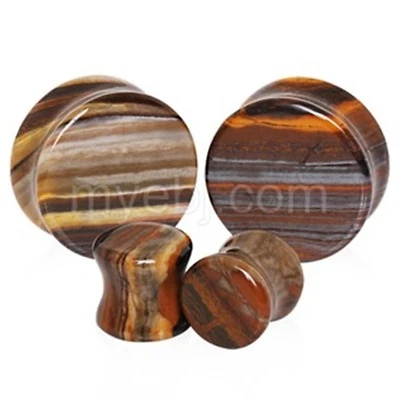 PAR DE TAPONES PARA LOS OÍDOS ACAMPANADOS DE SILLA DE MONTAR JASPE PIEDRA CALIBRE 16 MM/5/8"  Foto 1 de 4