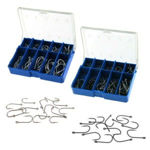 100X Sharpened Fishing Hook High Carbon Steel Fishing Hook With Box Black/Silver - Picture 1 of 12