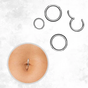 Belly Button Ring Titanium or Surgical Steel Hoop clicker Piercing Jewelry - Picture 1 of 12