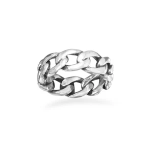 Anillo de cadena en acera antiguo de plata esterlina - Imagen 1 de 1