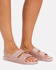 New Women’s Freedom Moses Rose Metallic 2 Band Slide Sandal Shoe Size US 11-12 - Imagen 1 de 5