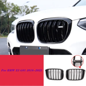 For BMW X3 G01 18-21 Glossy black ABS Front Grille Grill Logo Emblem Cover Trim - Picture 1 of 8