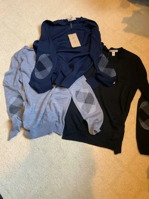 Lote de 3 Novos Suéteres Burberry – Malha de Cotovelo Nova Check Lã Merino - Imagem 1 de 4