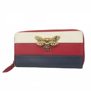 5Ec3397 Gucci Long Wallet Queen Margaret 476069 Leder Rot Weiß Navy Gold Hard - Bild 1 von 10