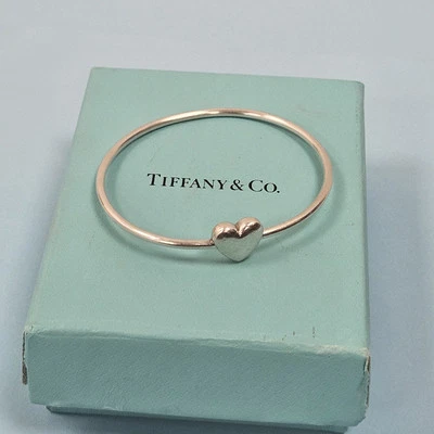 Brazalete Brazalete Tiffany & Co. Genuino Corazón Hinchado Plata Esterlina Raro Alambre Foto 1 de 4