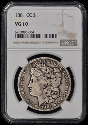 1881-CC Morgan Silver Dollar $1 NGC VG10 - Image 1 of 3