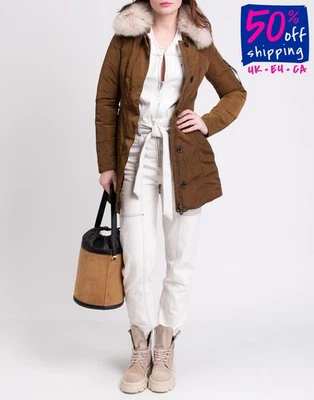 PVP €680 PEUTEREY Metropolitan Plumón Chaqueta IT38 US2 UK6 XS Impermeable Piel de Zorro   Foto 1 de 4