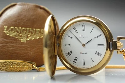 [N COMO NUEVO] Reloj Bolsillo Suizo Longines 150 8001 Cal 150.4 Esfera Blanca Cuarzo Romano Foto 1 de 4