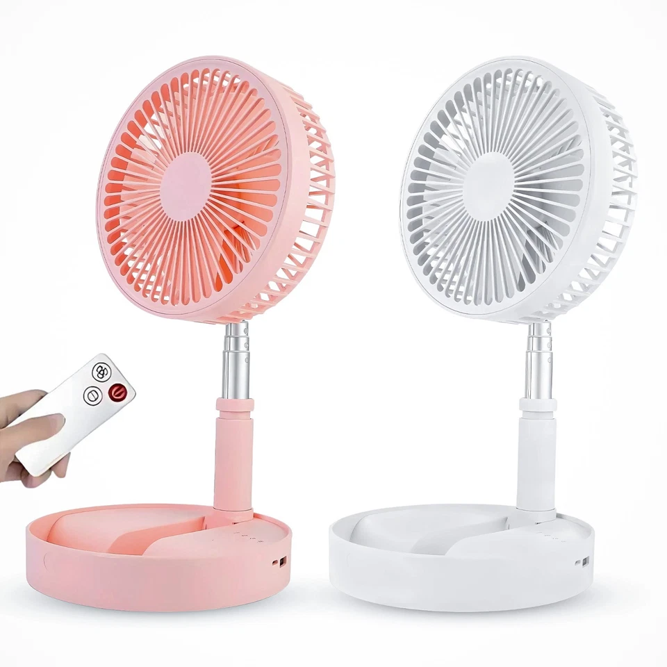 Ventilador de mesa portátil dobrável USB recarregável ventilador de pé dobrável com controle remoto - Imagem 1 de 4