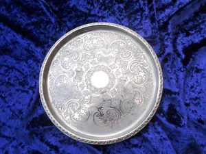 Art Deco Visitenkarte klein ? Getränketablett 29 cm versilbert floral graviert - Bild 1 von 3