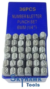 36 piezas Juego de troqueles punzonado de estampillas de acero y letras de 1/4" con estuche - Imagen 1 de 1