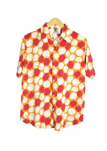 Hemd orange Motive rund Style Retro - orange Retro Style Rundmuster Shirt - Bild 1 von 3
