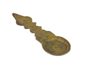 Old Brass Small Hand Operated Kapoor (Camphor) Aarti Diya Puja Accessory G53-925
