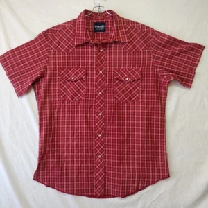 Wrangler Men's Plaid Pearl Snap Shirt Size Large Long Sleeve Saw-Tooth Pockets - Picture 1 of 10